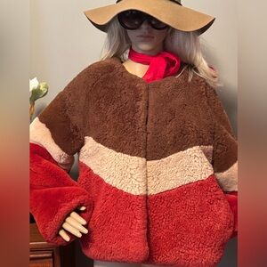 APPARIS Colorblock Faux Fur Jacket